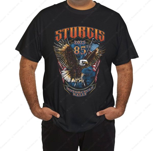 85th Anniversary Sturgis Motorcycle Rally T-Shirt, Eagle & American Flag Design