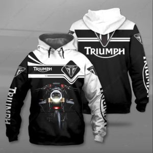 Black And White Rebel Ride Triumph Motorcycle 3D All Over Print Hoodie