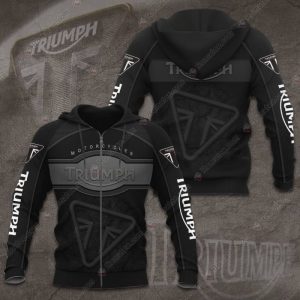 Black & Grey All-Over Print Triumph Motorcycles Hoodie