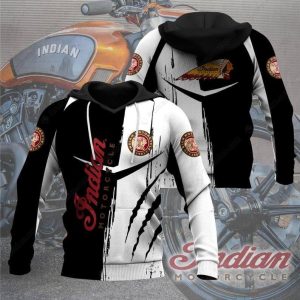 Black and White Scratch Indian Motorcycle Shirt Style Indian Motorcycle Hoodie 1