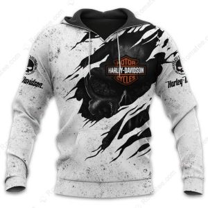 Black and White Torn Punisher Skull Shirt, Harley-Davidson Skull Graphic Hoodie