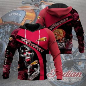 Bold Red and Black Indian Motorcycle Shirt, Rock and Roll Inspired Indian Motorcycle Hoodie