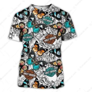 Bright and Cheerful Harley-Davidson Butterfly T-Shirt, Colorful Harley-Davidson Tee