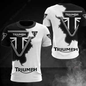 Classic Black And White Triumph Motorcycle 3D All Over Print T-Shirt