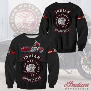 Classic Style Indian Motorcycle Hoodie, Black and Red Indian Motorcycle Hoodie