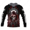 Cool Black and Red Sugar Skull Harley-Davidson Logo 3D All Over Print Hoodie