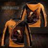 Cowboy Hat Skull Harley-Davidson Hoodie, Bold Black and Orange Harley-Davidson Hoodie