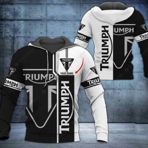 Customizable Triumph Motorcycle Hoodie, All-Over Print Black And White Triumph Hoodie