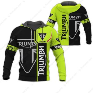 Customizable Triumph Motorcycle Hoodie, Bold Neon Green Design for Bikers