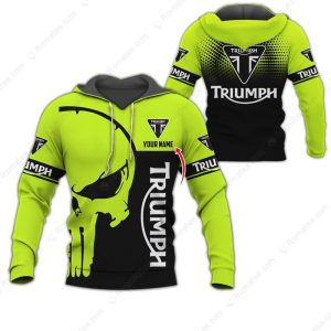 Customizable Triumph Punisher Motorcycle Hoodie Neon Green All Over Print Triumph Hoodie 1