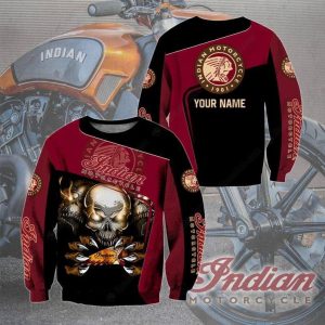 Dark Red Indian Motorcycle Skull Claws 3D All Over Print Hoodie 3