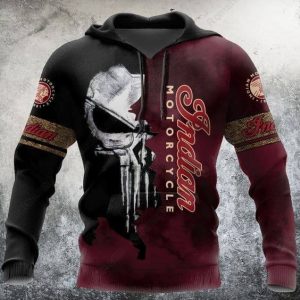 Dark & Striking Indian Motorcycle Punisher Skull 3D All Over Print Hoodie