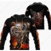 Dark and Bold Grim Reaper Harley-Davidson Hoodie, All-Over Print with Fiery Design