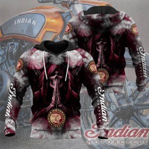 Dark and Ominous Grim Reaper Praying Swirling Smoke Indian Motorcycle Hoodie 1