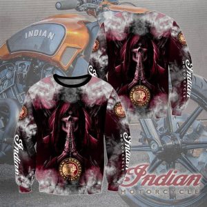 Dark and Ominous Grim Reaper Praying Swirling Smoke Indian Motorcycle Hoodie 2