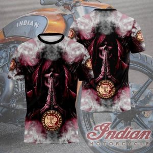 Dark and Ominous Grim Reaper Praying Swirling Smoke Indian Motorcycle Hoodie 3