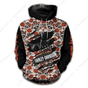 Day of the Dead Punisher Rose Harley Davidson All Over Print Hoodie 1