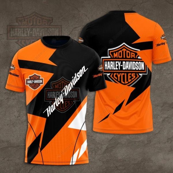 Dynamic Orange and Black Harley-Davidson Motorcycle Hoodie