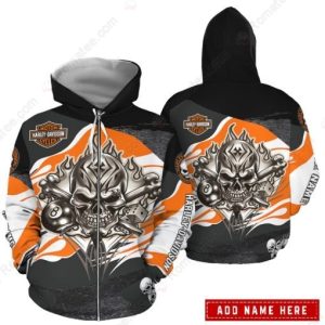 Eight Ball Skull Harley-Davidson Shirt, Billiard Ball and Dice Harley-Davidson Hoodie