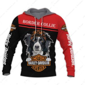 Harley-Davidson Border Collie Hoodie, Dog Lovers Stylish Harley-Davidson Hoodie