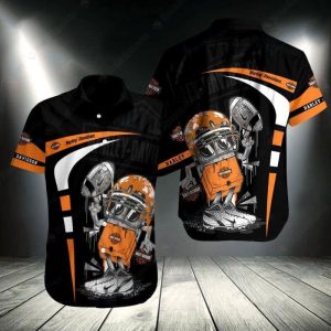 Harley-Davidson Cartoon Football Tee, Playful Harley-Davidson Football Hawaiian Shirt