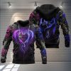 Harley-Davidson Dragon Heart Roses Hoodie, Harley-Davidson Blue and Pink Dragon Hoodie