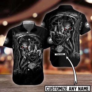 Harley-Davidson Grim Reaper with Chains and Chainsaws Hawaiian Shirt