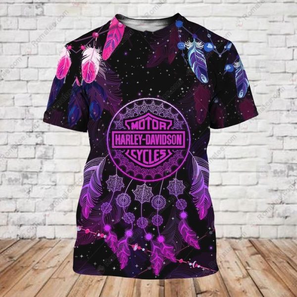 Harley-Davidson Logo Dreamcatcher Shirt, All-Over Print Dark Purple Dreamcatcher  Shirt