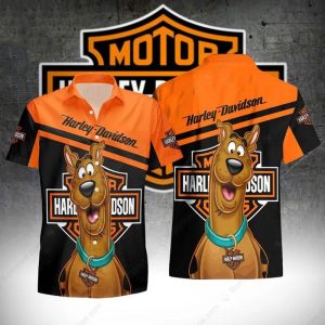 Harley-Davidson Orange and Black Scooby-Doo Hawaiian Shirt