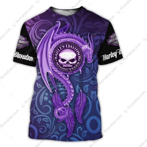 Harley-Davidson Purple Dragon Dreamcatcher Shirt, Bold Harley-Davidson Design