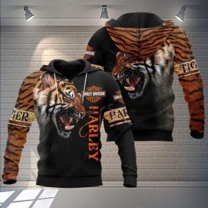 Harley-Davidson Roaring Tiger Sweatshirt, Black and Orange Harley-Davidson Tiger Hoodie