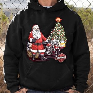 Harley Davidson Santa Claus Christmas Hoodie Merry Hog idays Harley Davidson Christmas Themed Pullover Hoodie 1