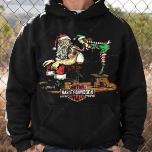 Harley Davidson Santas Tattoo Shop Christmas Biker Hoodie 1