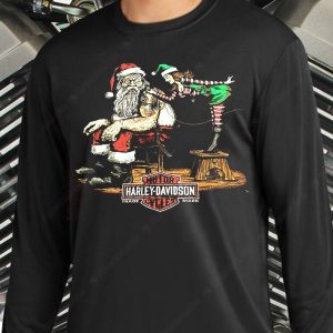 Harley Davidson Santas Tattoo Shop Christmas Biker Hoodie 2 long sleeve