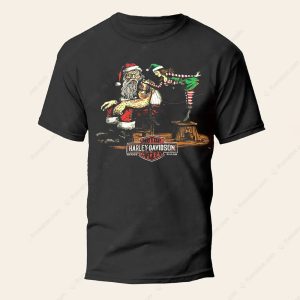 Harley Davidson Santas Tattoo Shop Christmas Biker Hoodie 3 tshirt