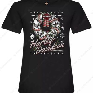 Harley-Davidson Skull Christmas Wreath Unisex T-Shirt