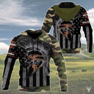 Harley-Davidson Spartan Helmet Hoodie, Patriotic Camouflage Harley-Davidson Hoodie