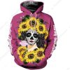 Harley-Davidson Sugar Skull Woman Shirt, Sunflowers and Harley-Davidson Logo Hoodie