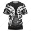 Harley-Davidson Viking Warrior And Skull T-Shirt, Edgy Black and White Harley-Davidson Shirt