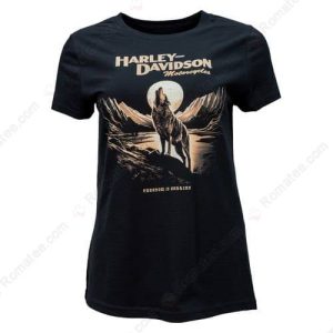 Harley-Davidson Wolf and Moon T-Shirt, Harley-Davidson Wolf Howling Shirt