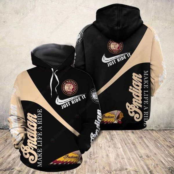 Indian Motorcycle Just Ride It Graphic Hoodie, Make Life a Ride Indian Motorcycle Hoodie