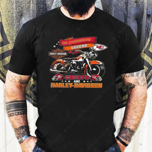 Kansas City Chiefs Motor Harley Davidson an American Legend Chiefs and Harley Davidson T-Shirt