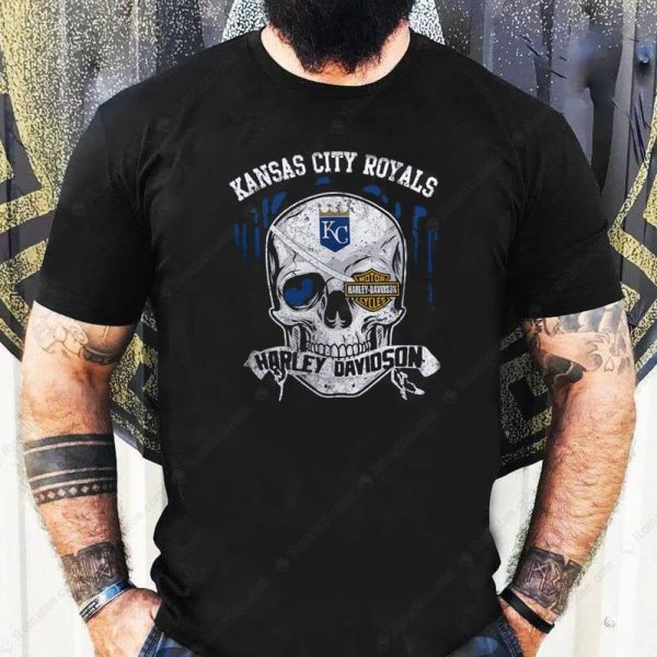 Kansas City Royals Harley Davidson Skull T-Shirt