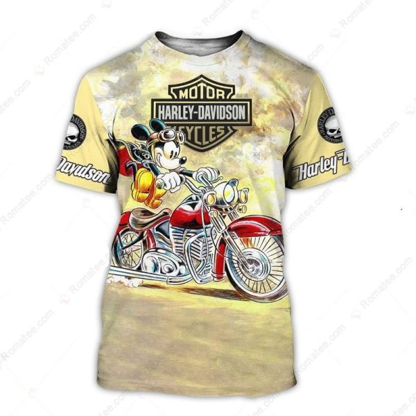 Mickey Mouse Riding Harley-Davidson Hoodie, Fun and Stylish Mickey Mouse Harley-Davidson 3D All Over Print Hoodie