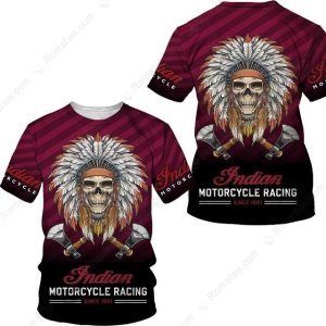 Native American Headdress Indian Motorcycle Racing 1901 Shirt, All-Over Print Biker T-Shirt