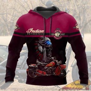 Native American Skull Indian Motorcycle Hoodie, Bold Skull & Headdress Hoodie