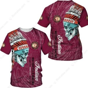 Native American Skull Indian Motorcycle Racing 3D All Over Print Shirt