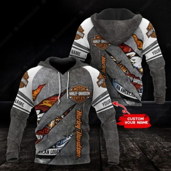 Personalized Harley-Davidson American Eagle Hoodie, Dynamic Torn Harley-Davidson Hoodie