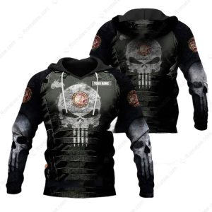 Personalized Punisher Skull Indian Motorcycle Design, All-Over Print Punisher Hoodie