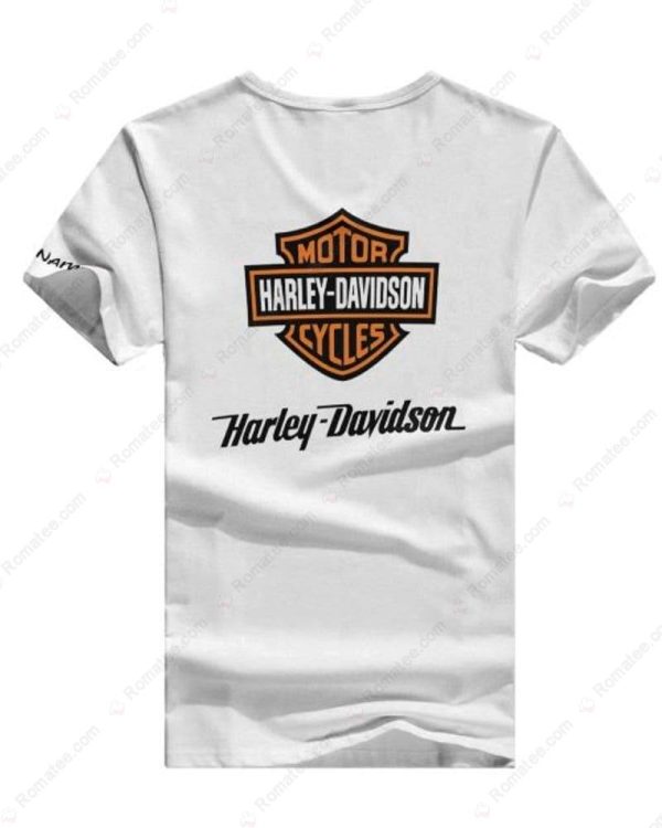 Pink Ribbon Skull Messy Harley-Davidson Shirt, Personalized Harley-Davidson Graphic V-neck Shirt